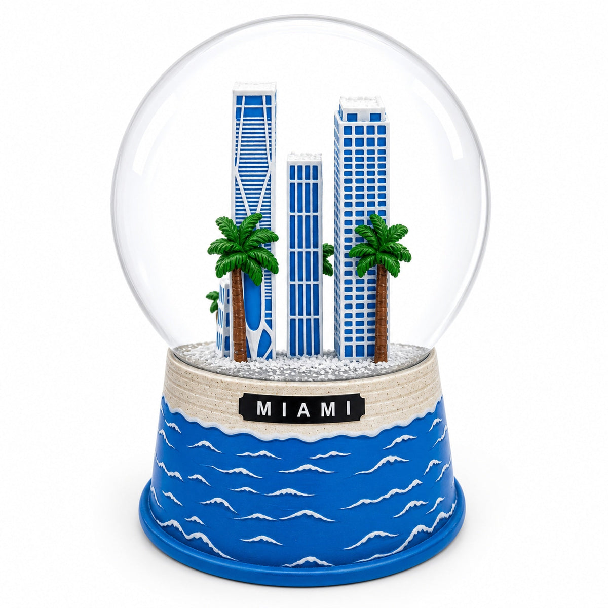 Miami Beach Skyline Glass Water Snow Globe