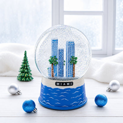 Miami Beach Skyline Glass Water Snow Globe