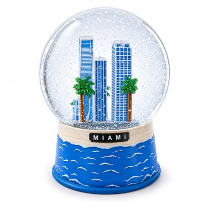 Miami Beach Skyline Glass Water Snow Globe