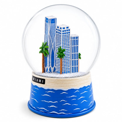 Miami Beach Skyline Glass Water Snow Globe