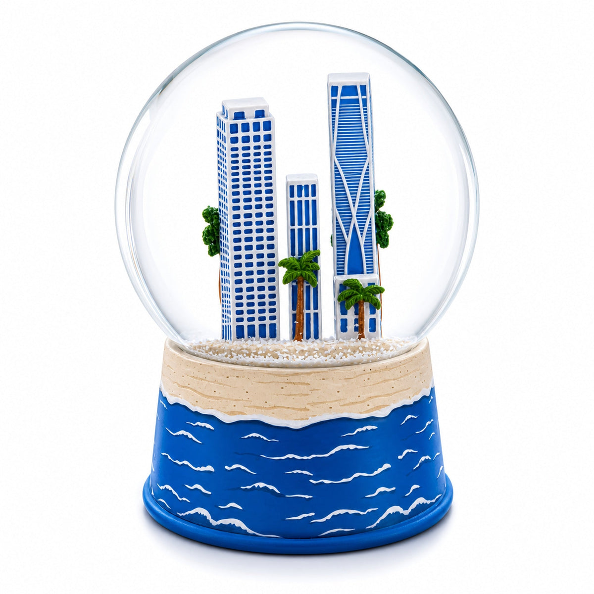 Miami Beach Skyline Glass Water Snow Globe