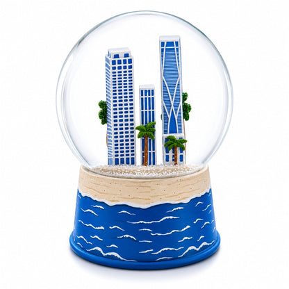 Miami Beach Skyline Glass Water Snow Globe