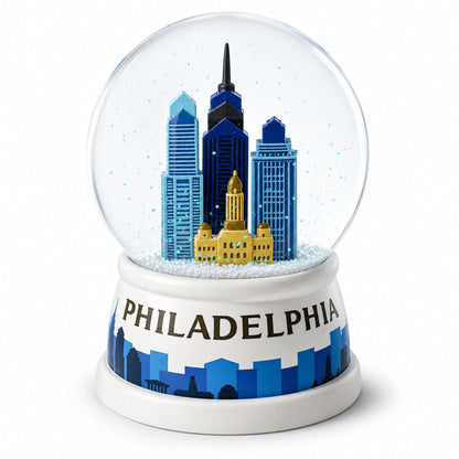 Philadelphia Skyline Glass Water Snow Globe