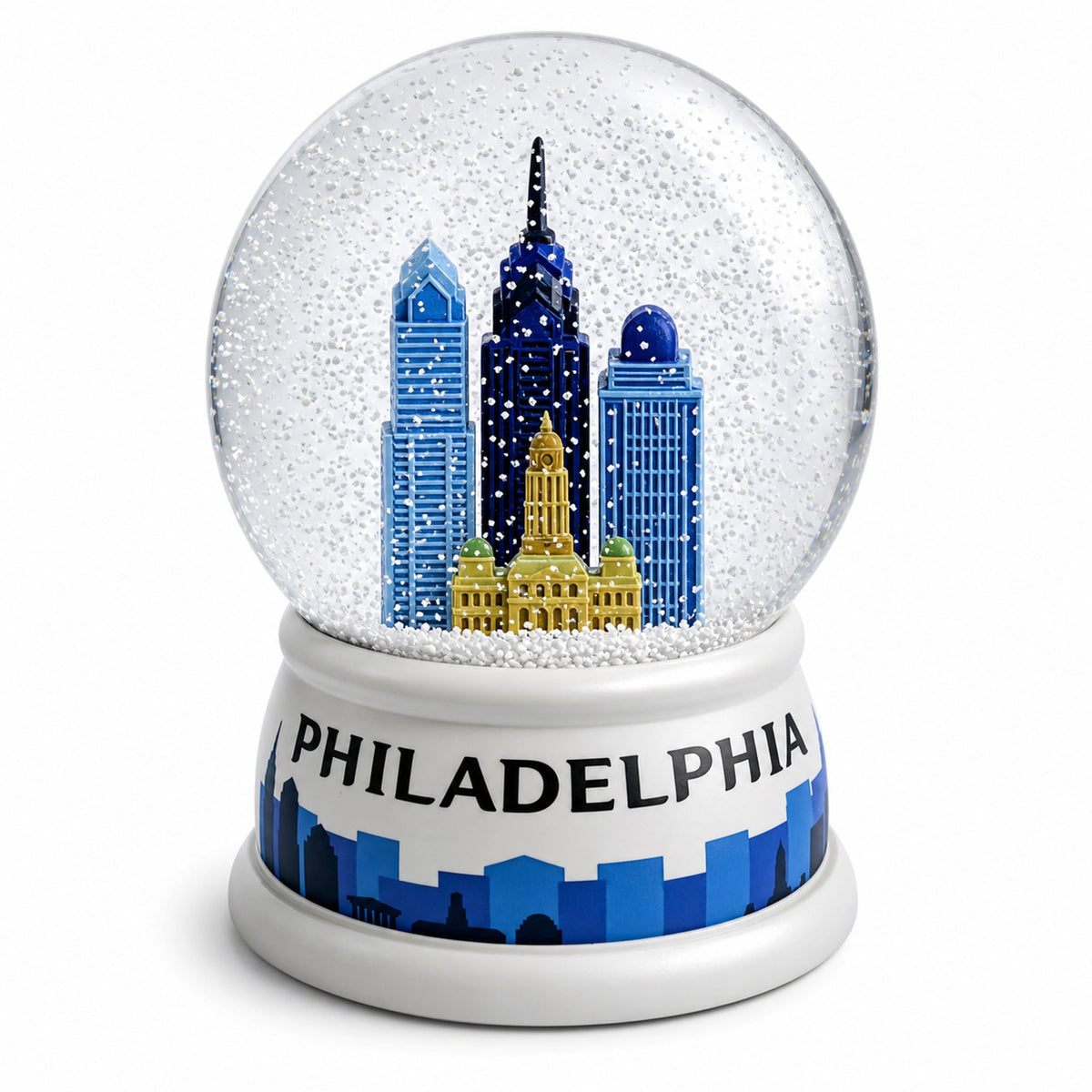 Philadelphia Skyline Glass Water Snow Globe
