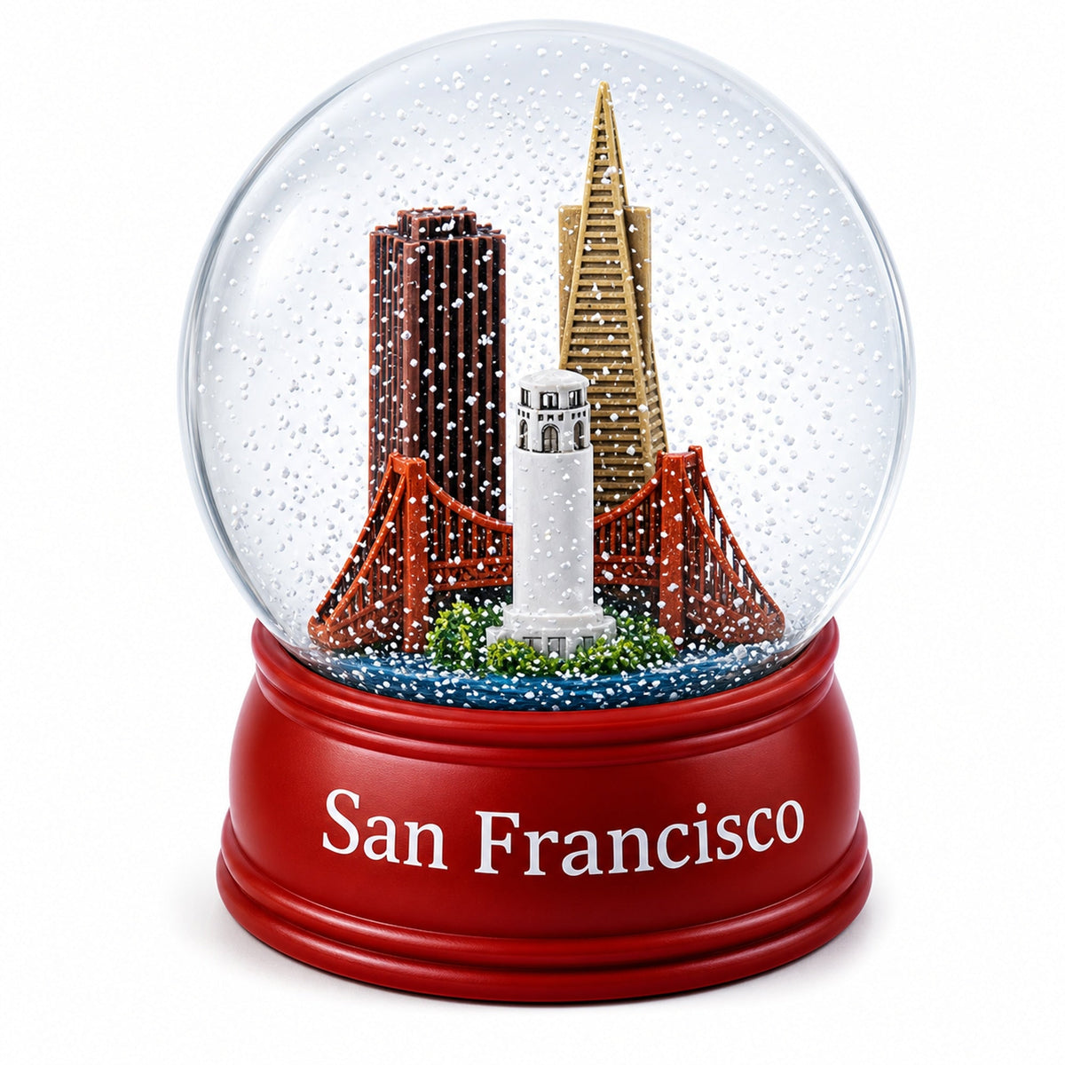 San Francisco Skyline with Iconic Landmarks Glass Water Snow Globe