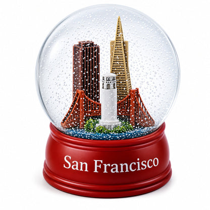 San Francisco Skyline with Iconic Landmarks Glass Water Snow Globe
