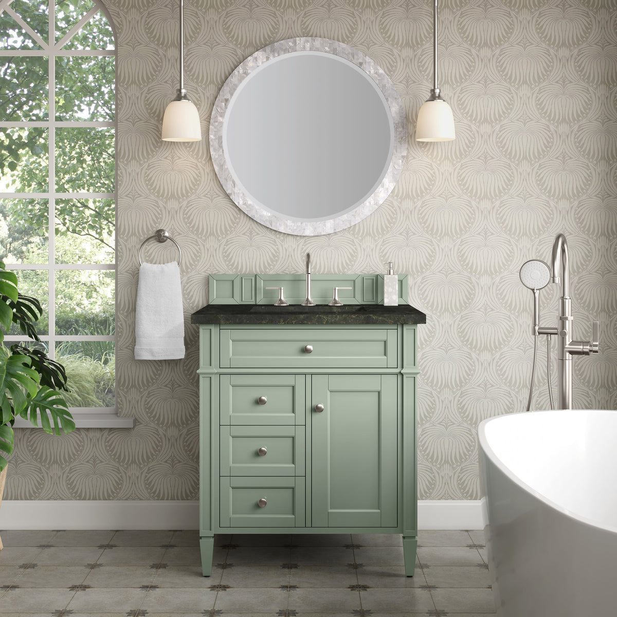 James Martin Brittany 30" Single Bathroom Vanity, Sage Green