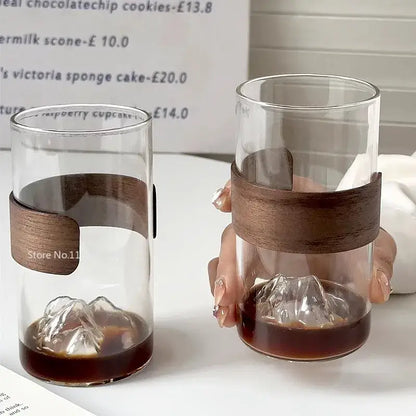 Guanshan hanging ear coffee cup with wood band for kitchen drinkware