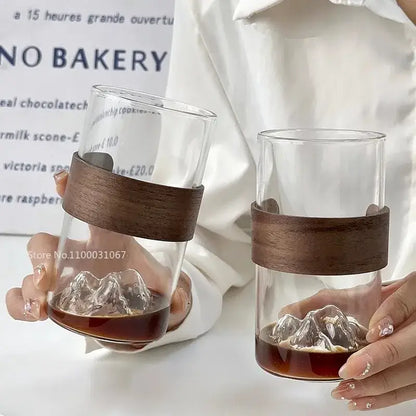 Guanshan hanging ear coffee cup with wood band for kitchen drinkware