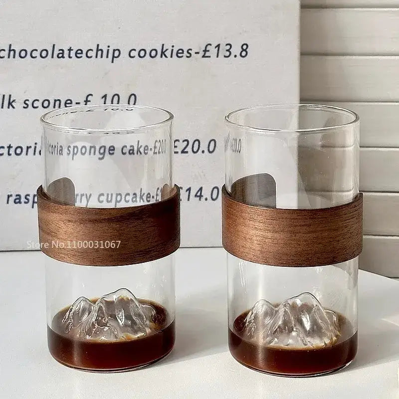Guanshan hanging ear coffee cup with wood band for kitchen drinkware