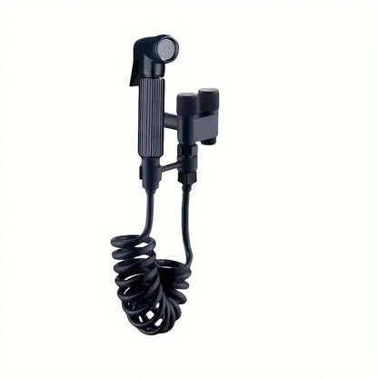 Gunmetal gray copper bidet parts set for bathroom dual nozzle control