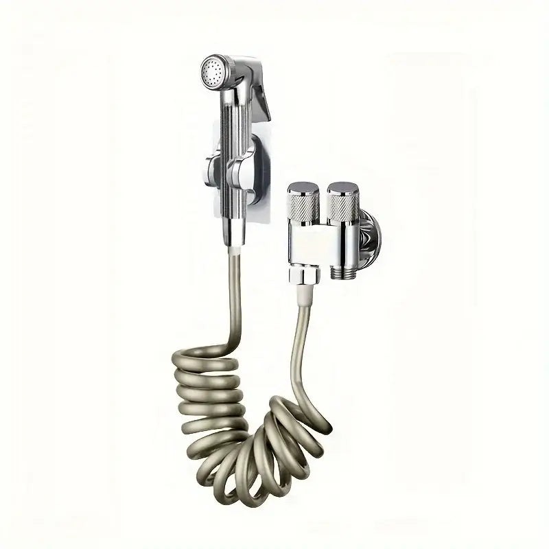 Gunmetal gray copper bidet parts set for bathroom dual nozzle control