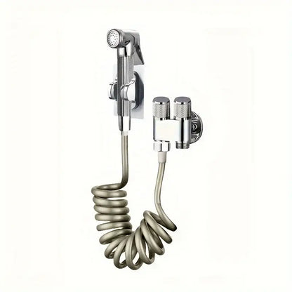 Gunmetal gray copper bidet parts set for bathroom dual nozzle control