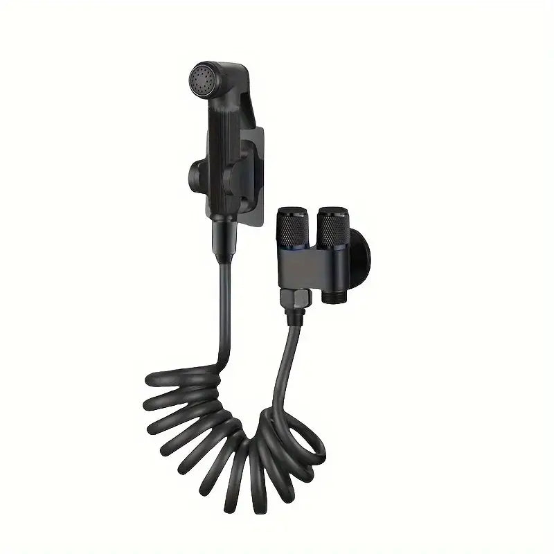 Gunmetal gray copper bidet parts set for bathroom dual nozzle control