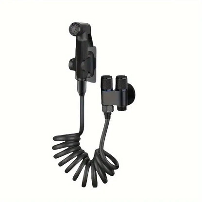 Gunmetal gray copper bidet parts set for bathroom dual nozzle control
