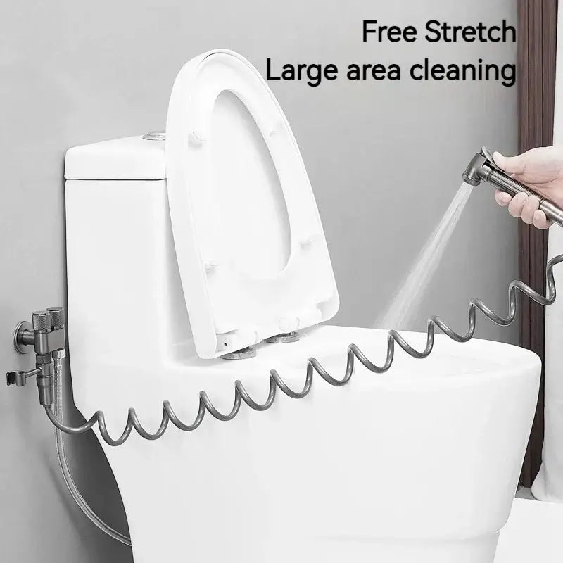 Gunmetal gray copper bidet parts set for bathroom dual nozzle control