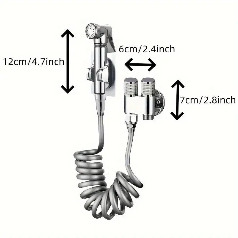 Gunmetal gray copper bidet parts set for bathroom dual nozzle control