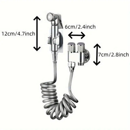 Gunmetal gray copper bidet parts set for bathroom dual nozzle control