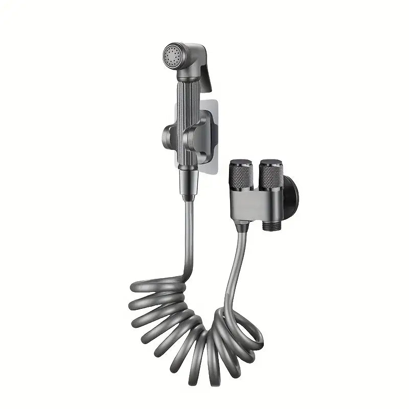 Gunmetal gray copper bidet parts set for bathroom dual nozzle control
