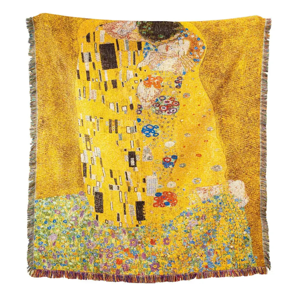 Gustav klimt the kiss art pattern woven tapestry bedroom blanket