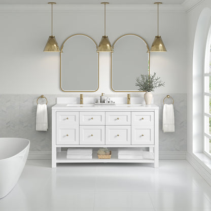 James Martin Breckenridge 60" Double Bathroom Vanity, Bright White