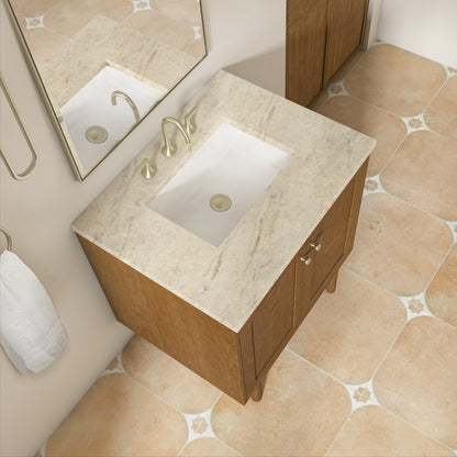 James Martin Laurent 30" Dual Mount Single Bathroom Vanity, Honey Oak
