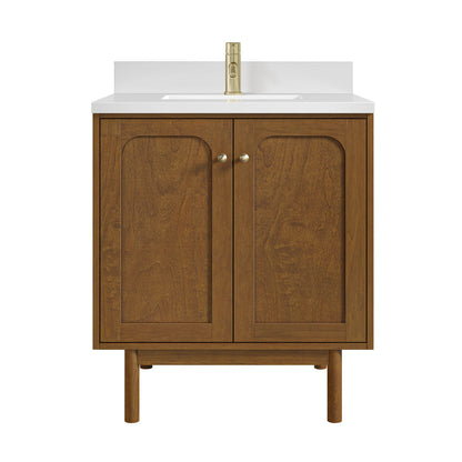 James Martin Laurent 30" Dual Mount Single Bathroom Vanity, Honey Oak