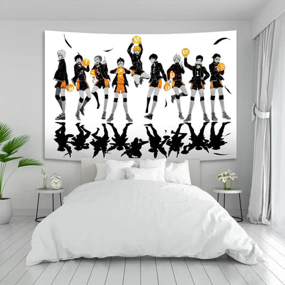 Haikyuu anime poster tapestry blue wall hanging bedroom decor