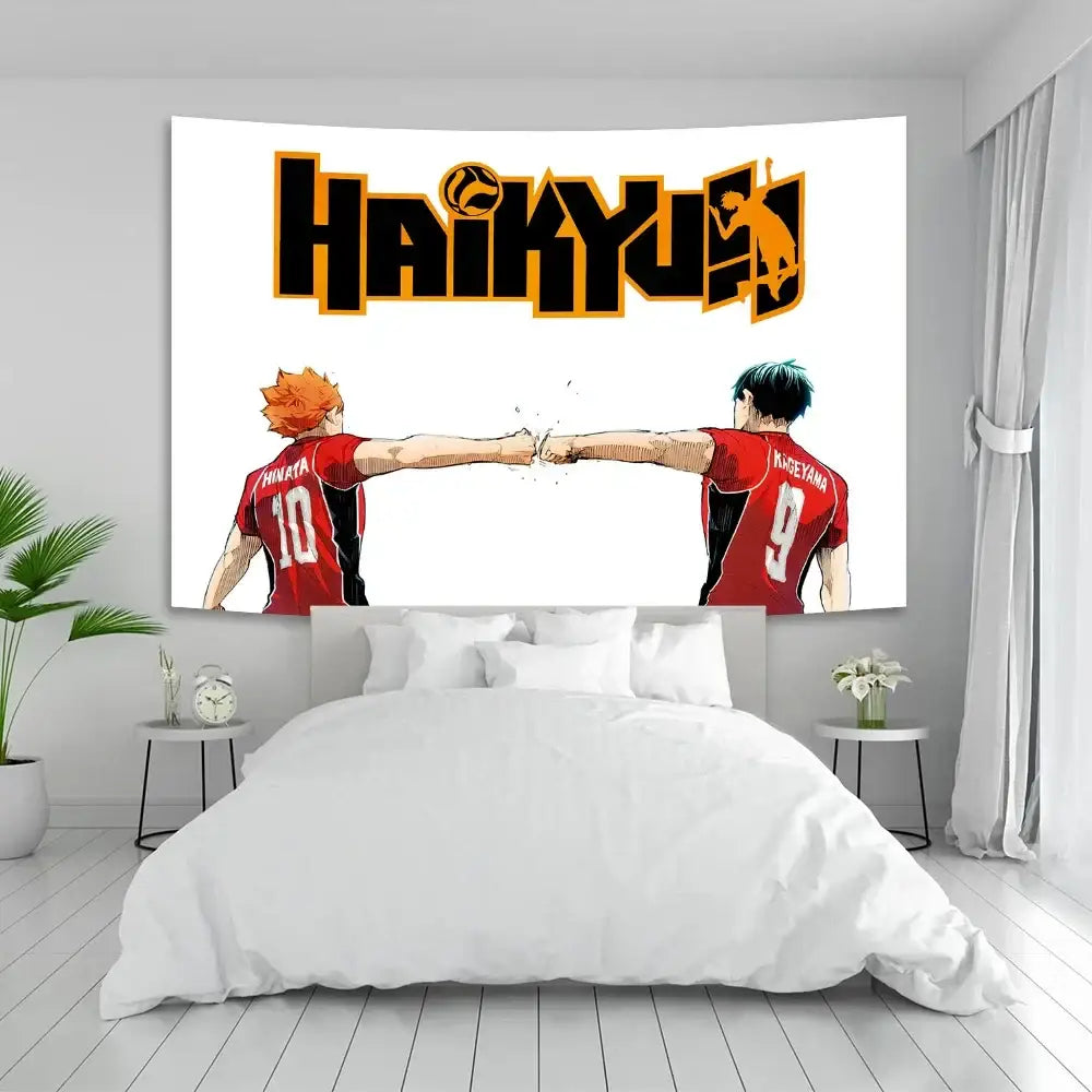 Haikyuu anime poster tapestry blue wall hanging bedroom decor