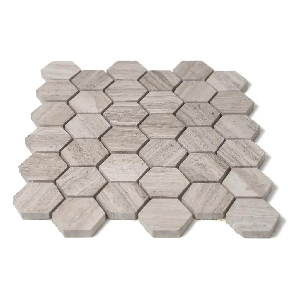 Athens Grey Light Honed Hexagon Marble Mosaics 12x12
