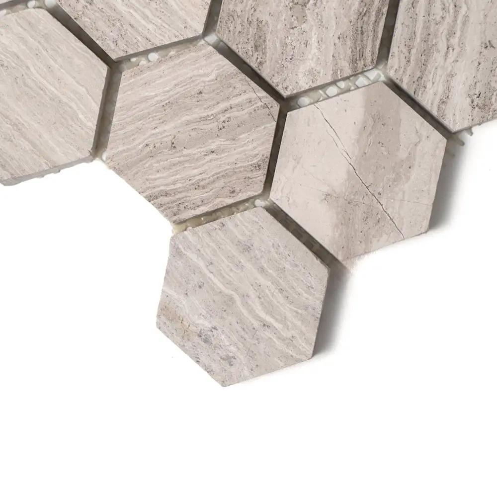 Athens Grey Light Honed Hexagon Marble Mosaics 12x12