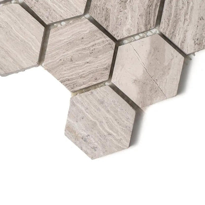 Athens Grey Light Honed Hexagon Marble Mosaics 12x12