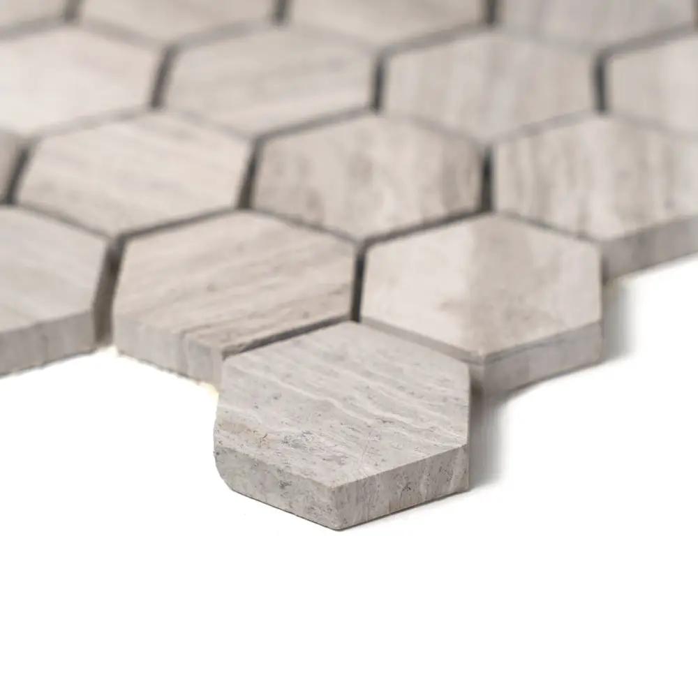 Athens Grey Light Honed Hexagon Marble Mosaics 12x12