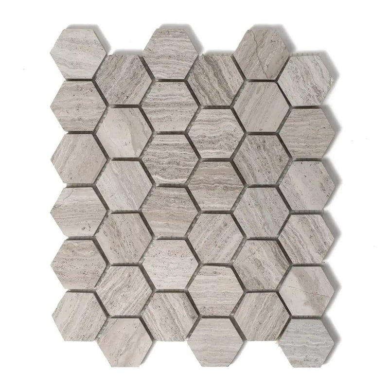 Athens Grey Light Honed Hexagon Marble Mosaics 12x12