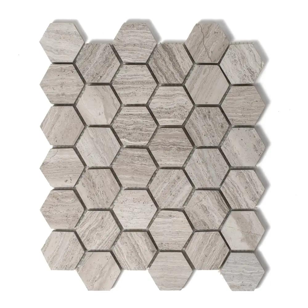 Athens Grey Light Honed Hexagon Marble Mosaics 12x12