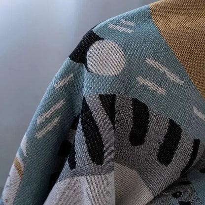 Halloween pumpkin and cat tassel throw blanket bedroom decor