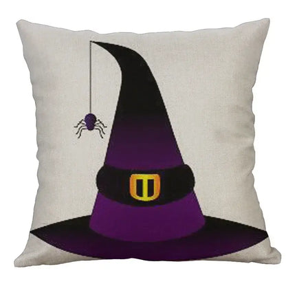Halloween pumpkin ghost bat linen pillow cover living room decor