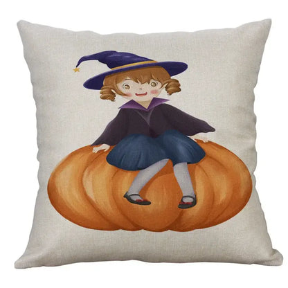 Halloween pumpkin ghost bat linen pillow cover living room decor