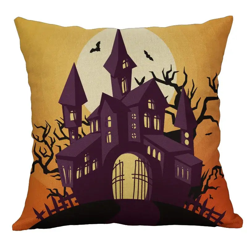 Halloween pumpkin ghost bat linen pillow cover living room decor