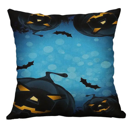 Halloween pumpkin ghost bat linen pillow cover living room decor