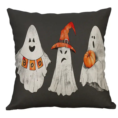 Halloween pumpkin ghost bat linen pillow cover living room decor