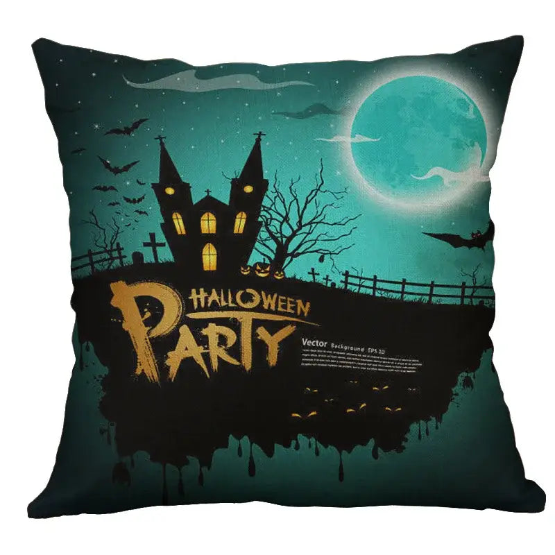 Halloween pumpkin ghost bat linen pillow cover living room decor
