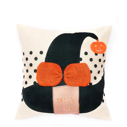 Halloween wizard hat spider embroidered pillow cover living room decor