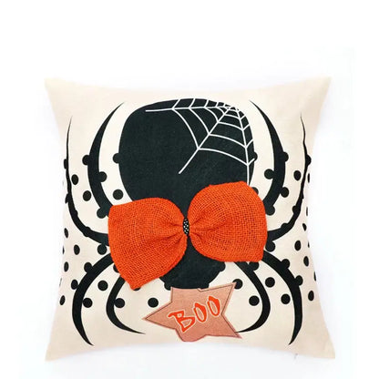 Halloween wizard hat spider embroidered pillow cover living room decor