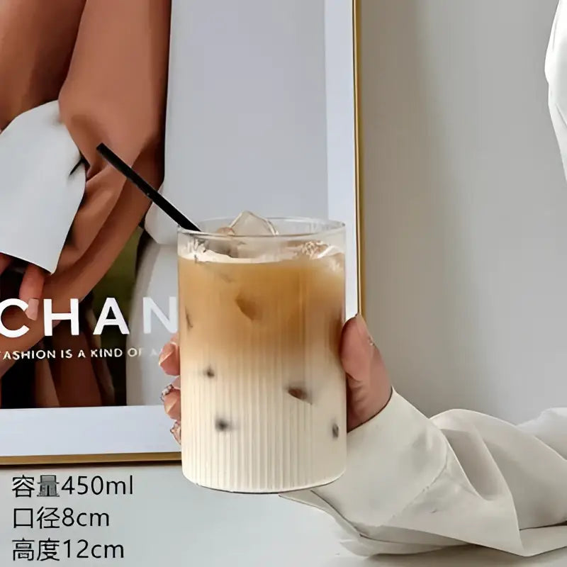Hammered clear glass cafe coffee cup kitchen tumbler