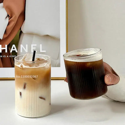 Hammered clear glass cafe coffee cup kitchen tumbler