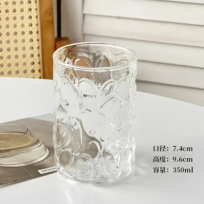 Hammered clear glass cafe coffee cup kitchen tumbler