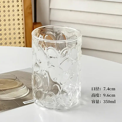 Hammered clear glass cafe coffee cup kitchen tumbler