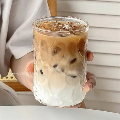 Hammered clear glass cafe coffee cup kitchen tumbler