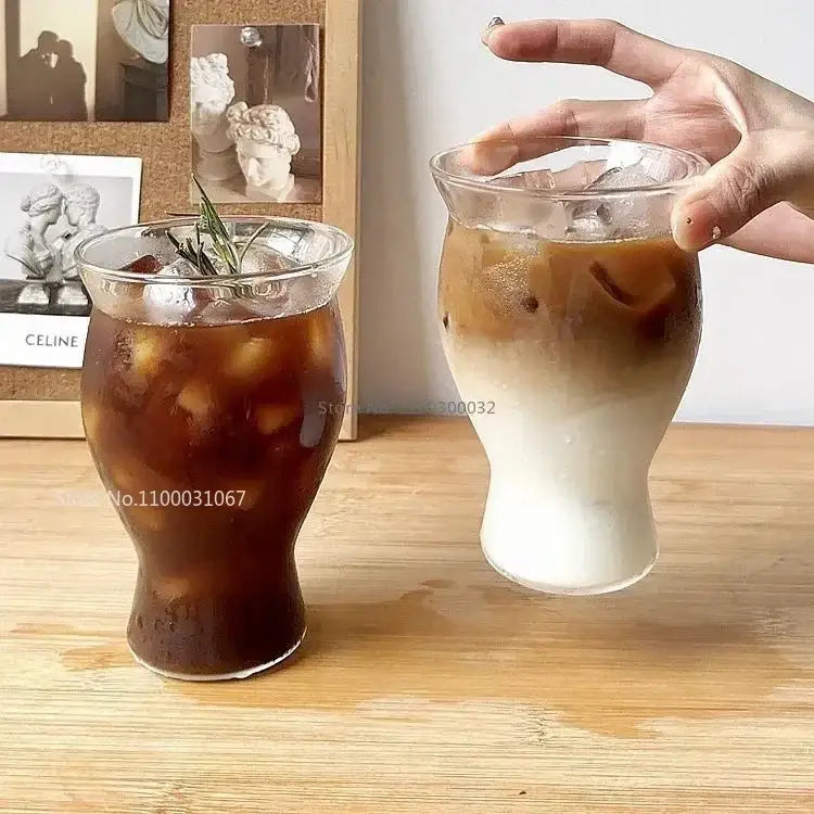 Hammered clear glass cafe coffee cup kitchen tumbler